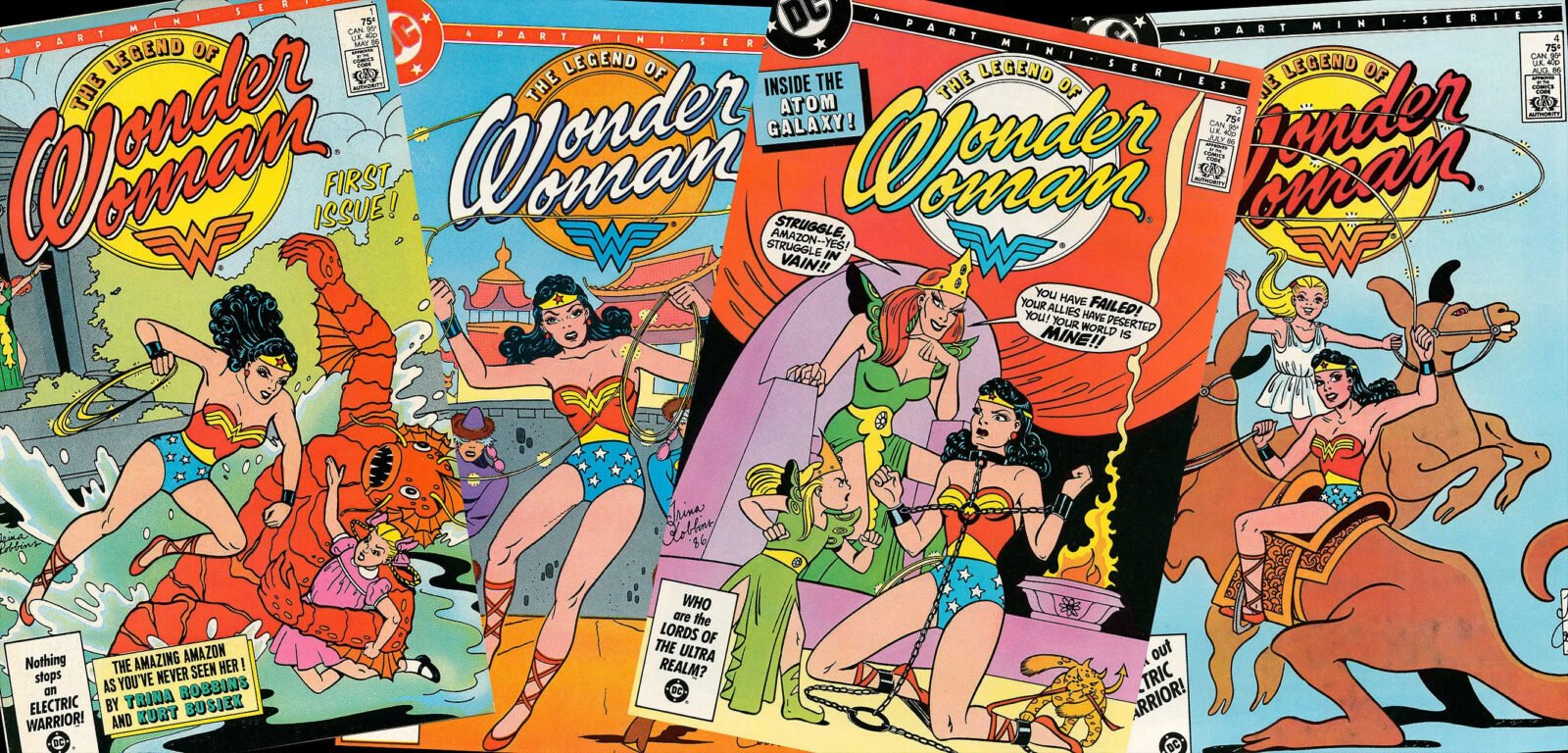 Capas da HQ "The Legend of Wonder Woman", ilustradas por Trina Robbins