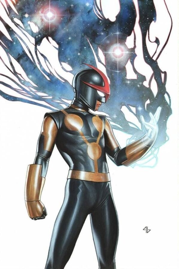 Arte de Adi Granov representando Sam Alexander como Nova.