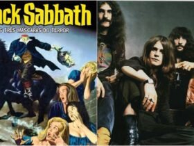 Poster do filme e a banda Black Sabbath.