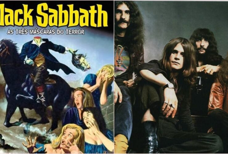 Poster do filme e a banda Black Sabbath.