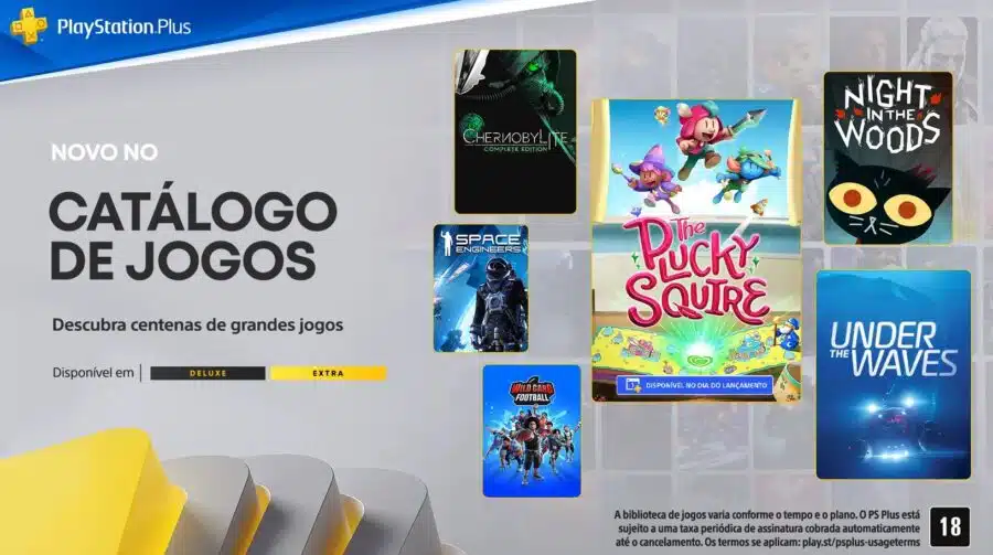 Banner com os jogos da PS Plus Extra e Deluxe