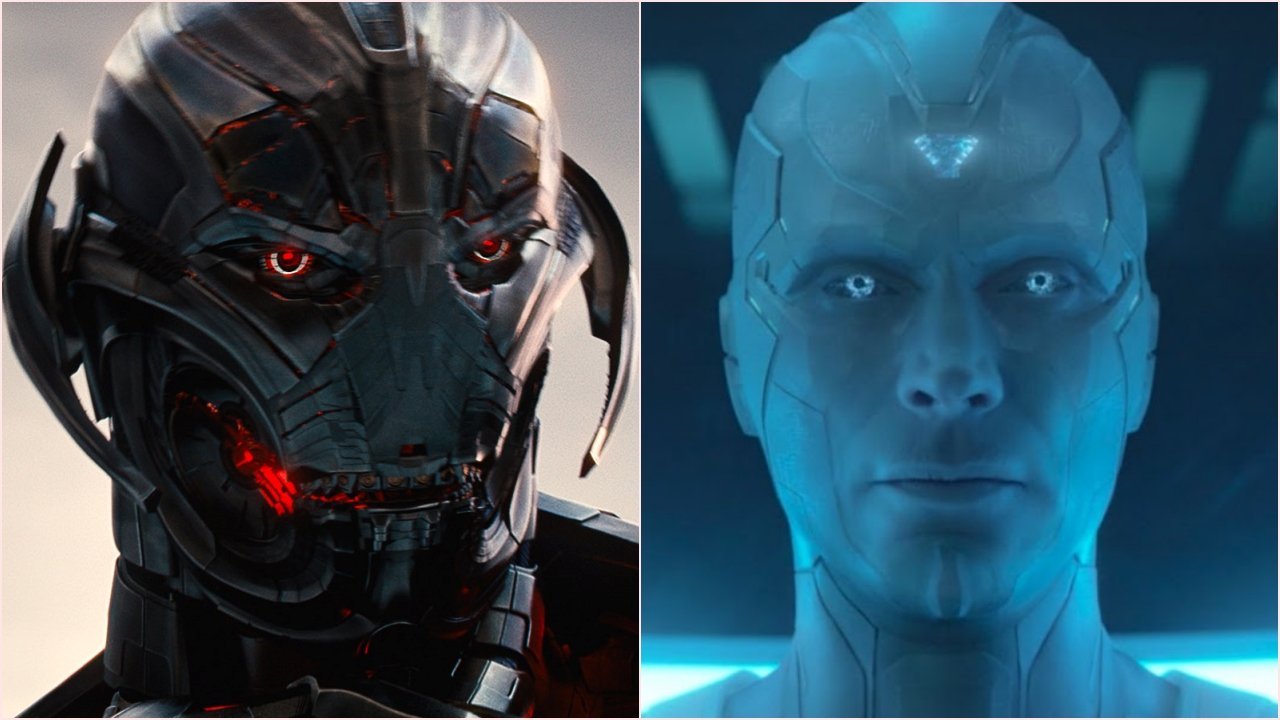 Ultron em "Vingadores" e Visão Branco em "WnadaVision".