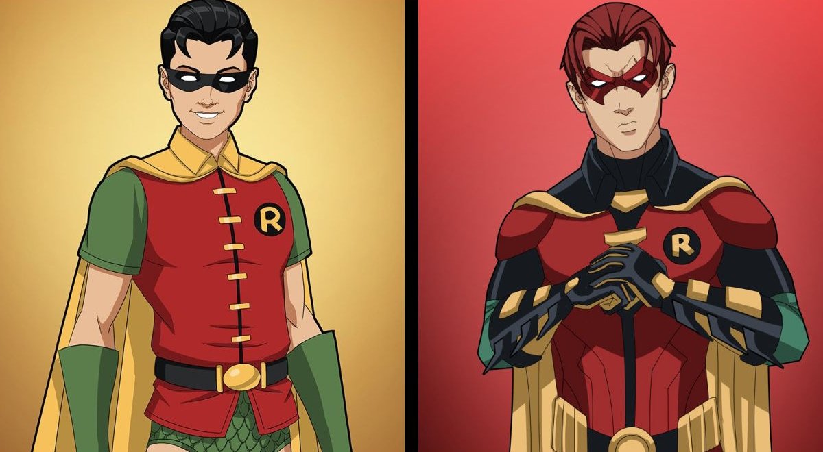 Os Robins Dick Grayson e Jason Tod.