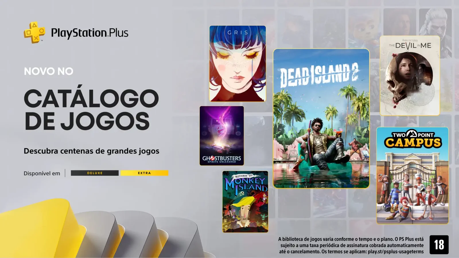 Capa ilustrando os principais jogos da PlayStation Plus e Deluxe de outubro