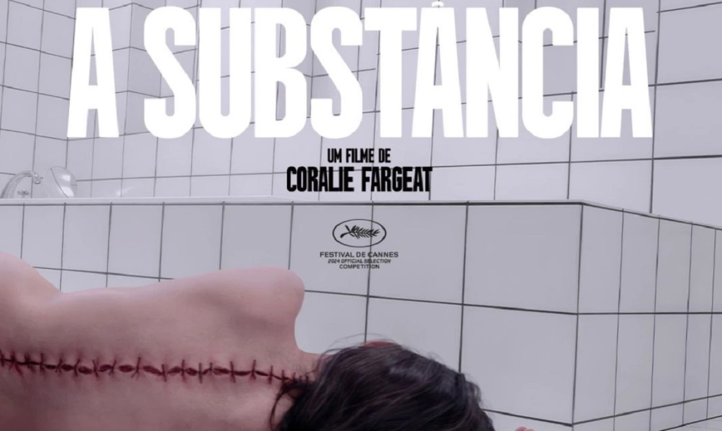 Cartaz do filme "A substância", um dos adversários de ainda estou aqui.