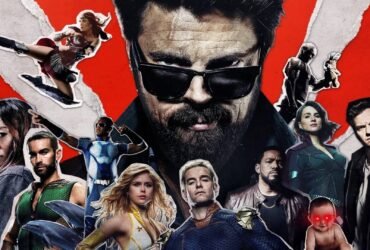 Montagem com personagens de The Boys, destacando Billy Butcher ao centro.