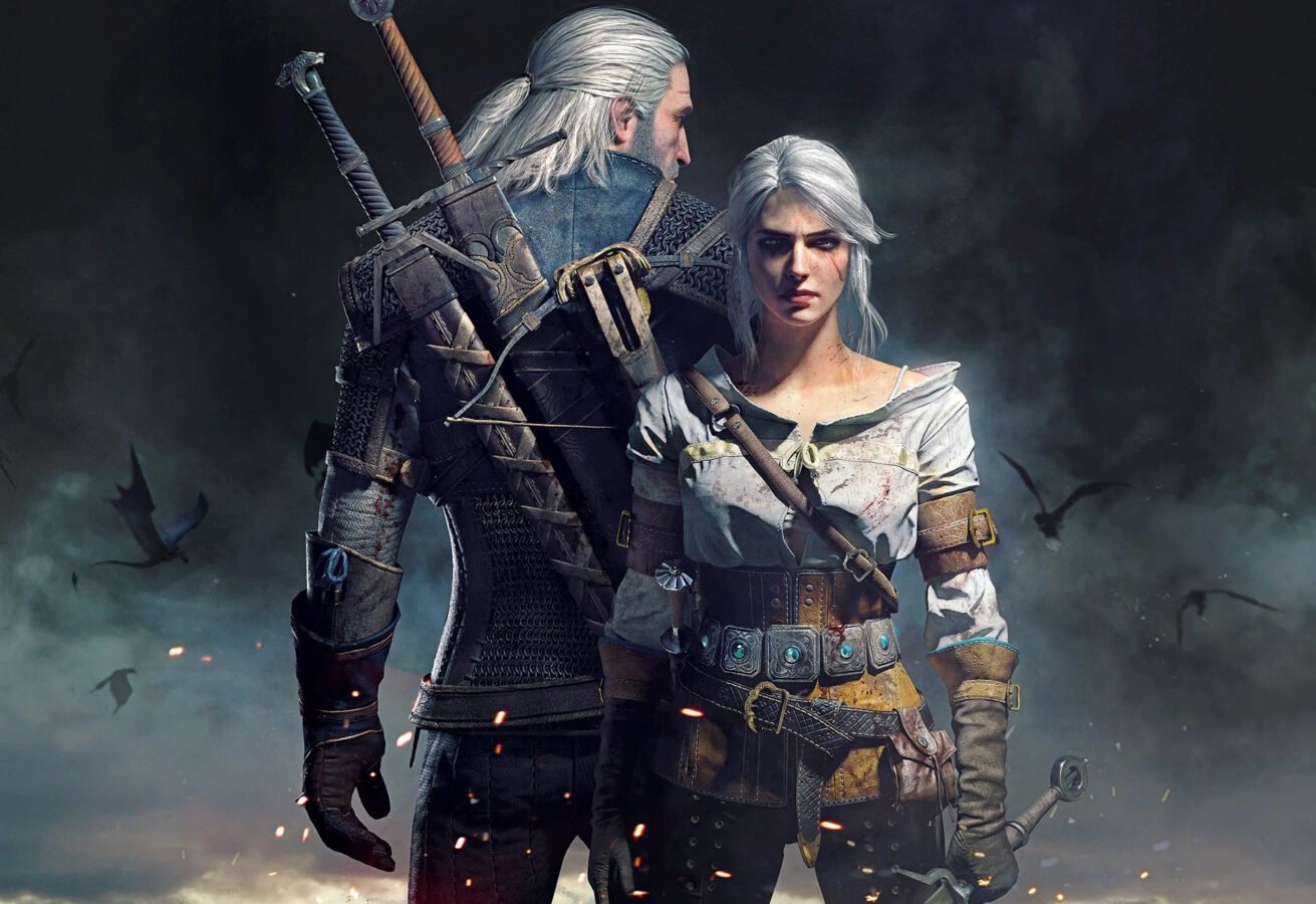 Geralt e Ciri lado a lado em The Witcher 3: Wild Hunt, prontos para enfrentar desafios.