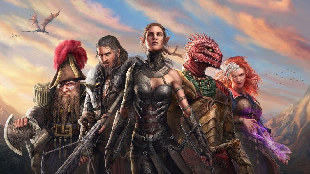 Ilustração épica de Divinity: Original Sin 2, destacando personagens prontos para a batalha.