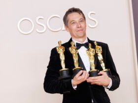 Sean Baker poses backstage with his Oscars® during the live ABC Telecast of the 97th Oscars® at Dolby® Theatre at Ovation Hollywood on Sunday, March 2, 2025.