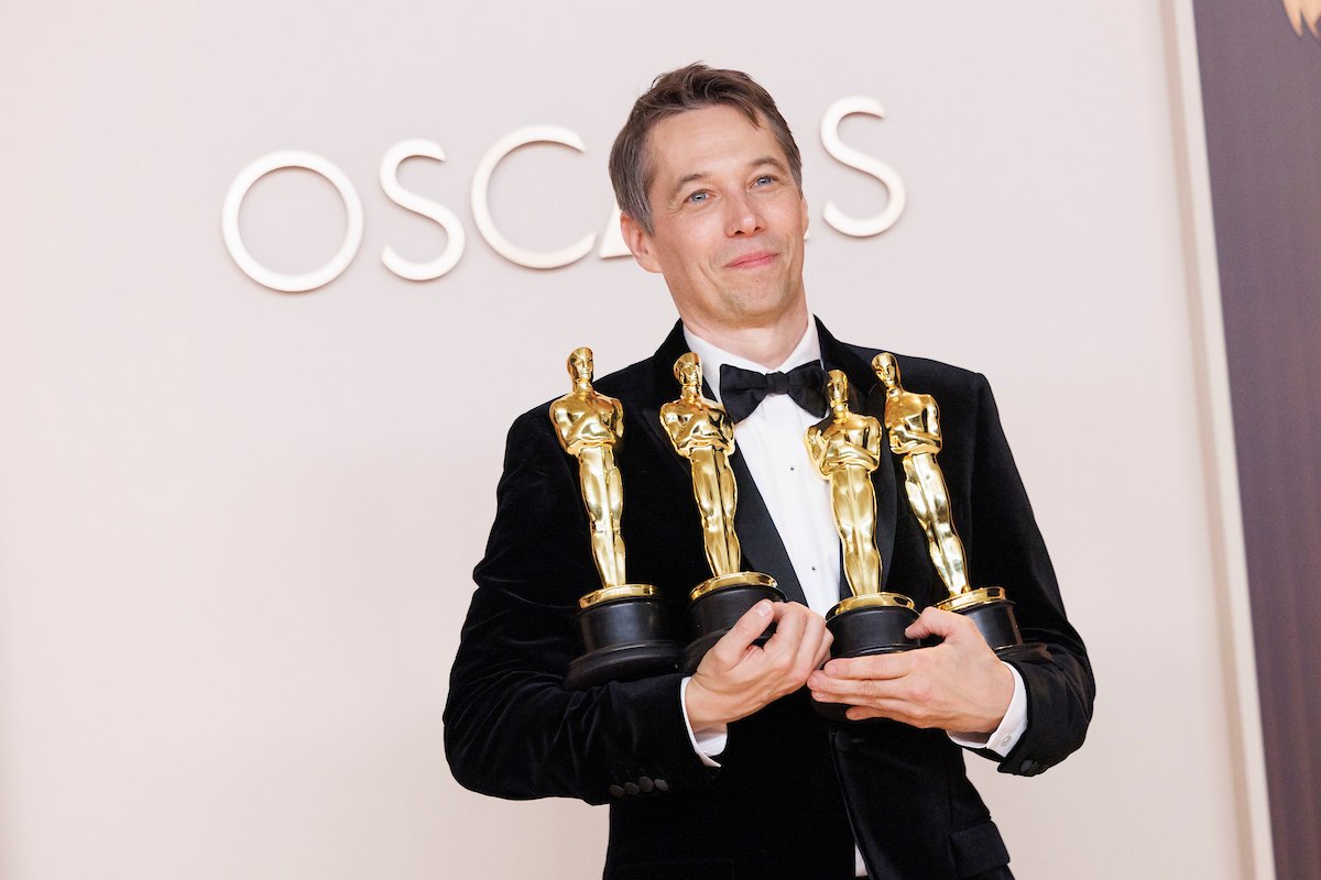 Sean Baker poses backstage with his Oscars® during the live ABC Telecast of the 97th Oscars® at Dolby® Theatre at Ovation Hollywood on Sunday, March 2, 2025.