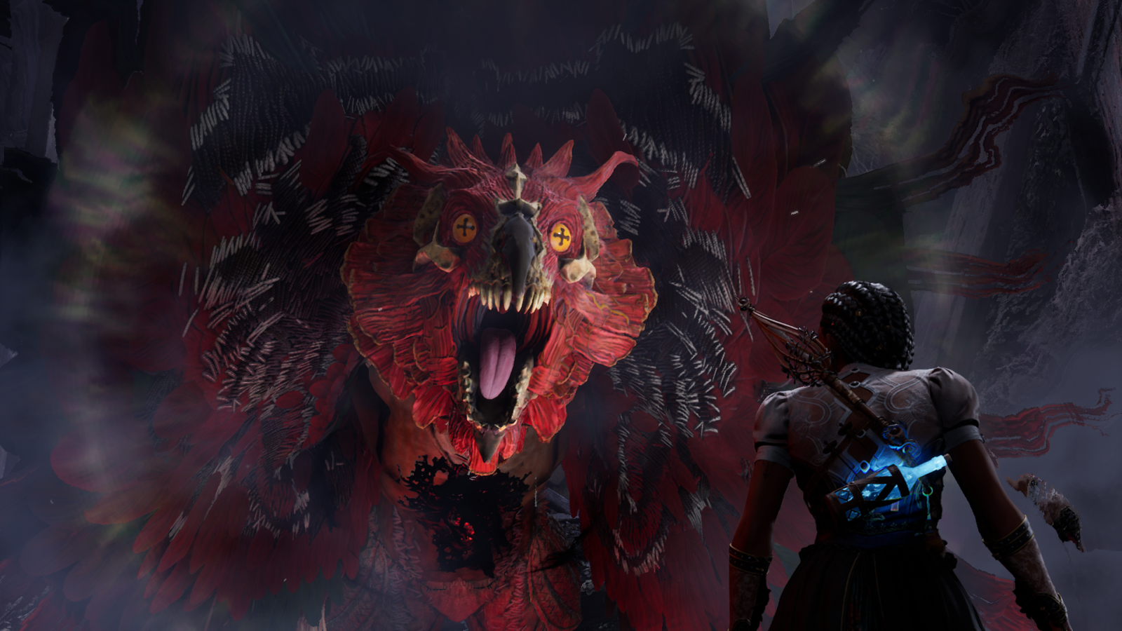 Hazel encara o Rougarou em um confronto carregado de tensão.