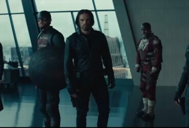 Cena do filme Thunderbolts da Marvel Studios mostra 5 dos principais personagens da história.