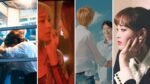 a imagem é uma montagem de 4 fotos de diferentes MVs de K-pop com temas LGBTQIA+