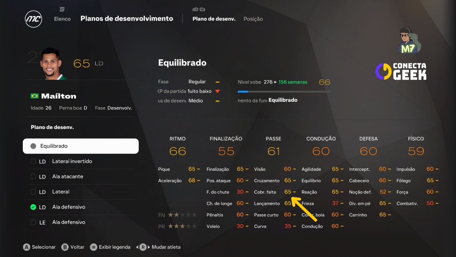 plano de desenvolvimento faltas ea fc