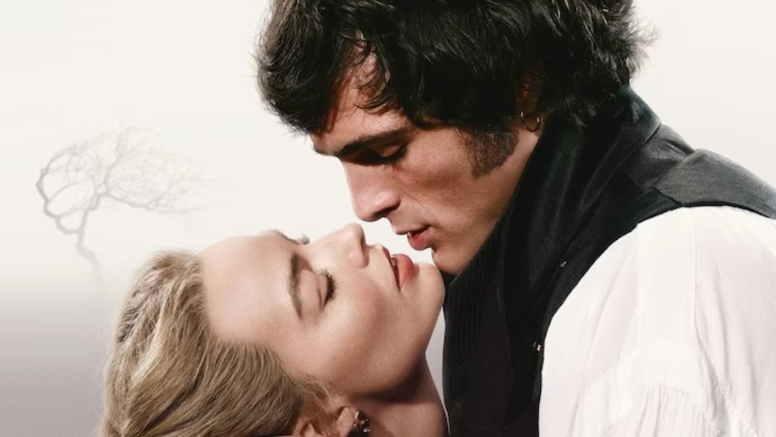 Pôster de O Morro dos Ventos Uivantes, com Margot Robbie e Jacob Elordi.