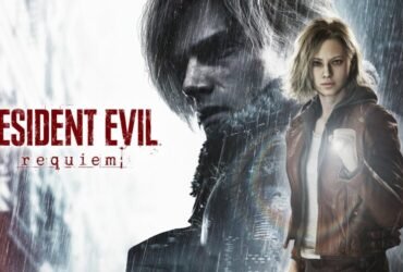 Capa do game ondem mostra a nova personagem Grace e Leon Kennedy de fundo