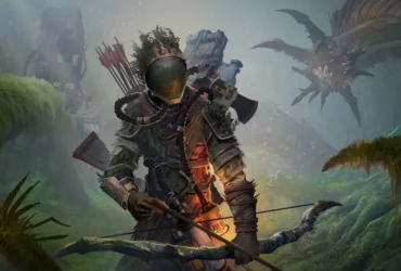 Capa do jogo onde mostra um personagem todo equipado segurando um arco e flechas na mão