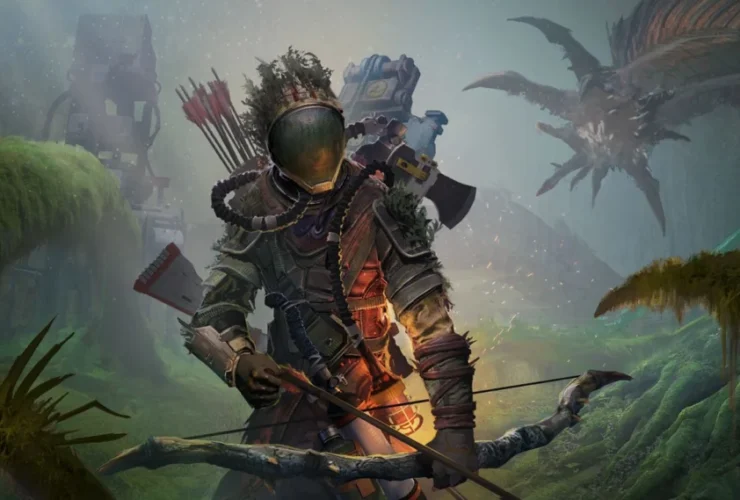 Capa do jogo onde mostra um personagem todo equipado segurando um arco e flechas na mão