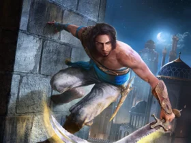 Capa do jogo onde mostra o personagem principal correndo na parede e segurando uma espada