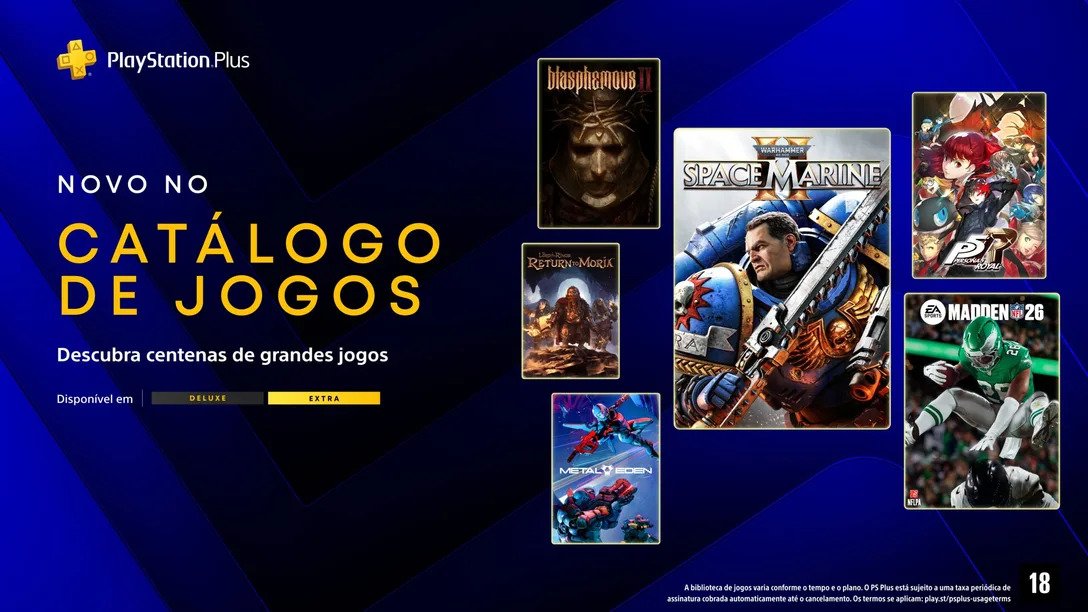 Warhammer 40,000: Space Marine 2 lidera jogos da PS Plus Extra e Deluxe em março