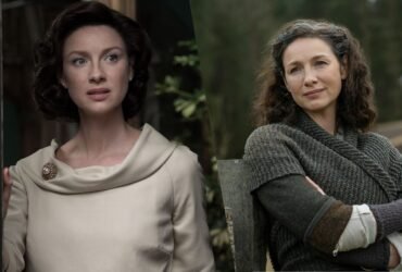 Atriz Caitriona Balfe como Claire Fraser na série Outlander