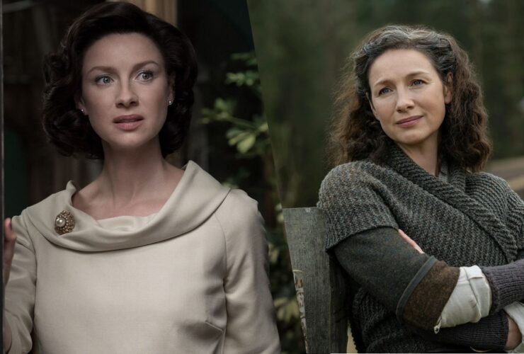 Atriz Caitriona Balfe como Claire Fraser na série Outlander
