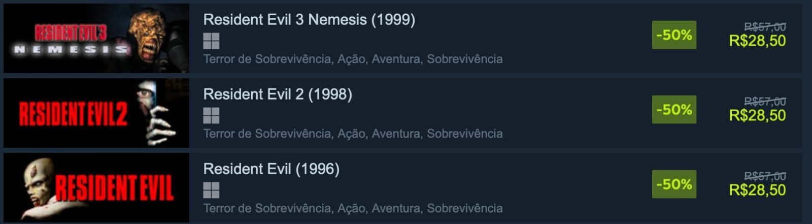 Resident Evil preços