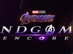 Tela preta escrito Avengers: Endgame Encore
