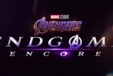 Tela preta escrito Avengers: Endgame Encore