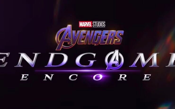 Tela preta escrito Avengers: Endgame Encore