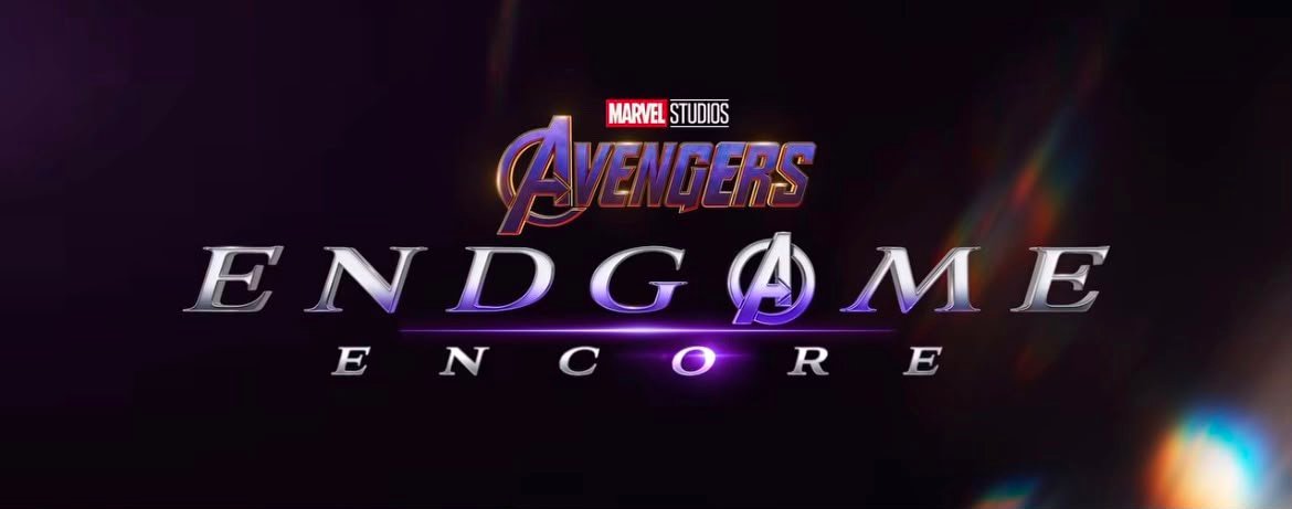 Tela preta escrito Avengers: Endgame Encore