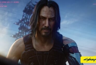 Johnny silverhand de Cyberpunk olhando para câmera