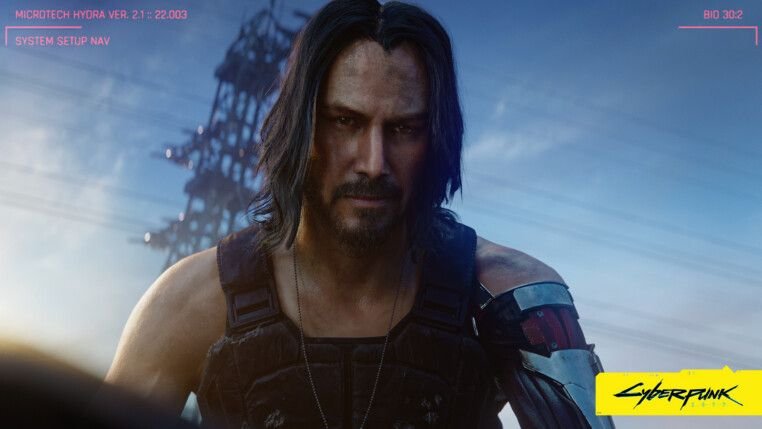 Johnny silverhand de Cyberpunk olhando para câmera
